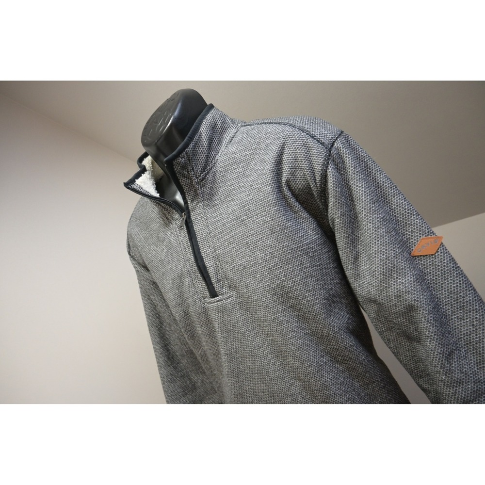 Orvis Quarter Zip Pullover Mens XL Grey Sherpa Lined Honeycomb Knit Excellent